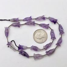 Load image into Gallery viewer, 2 Lovely Carved Amethyst Trumpet Flower Beads | 2 Beads | 16x9mm | 10825
