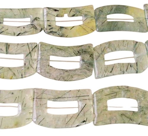 3 Picture Frame Green Prehnite Buckle Beads 10461