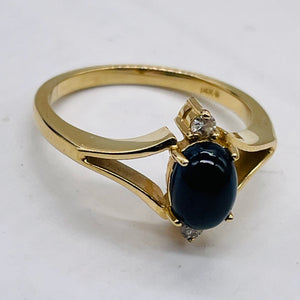 Indicolite Tourmaline Diamond 14K Gold Oval Ring | Size 7 | Blue | 1 Ring |