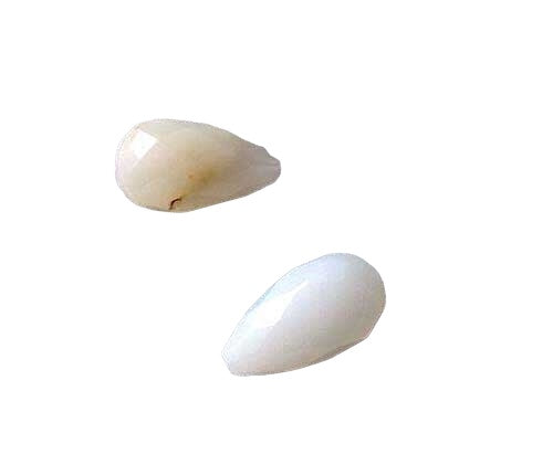 2 Glamorous White African Opal Faceted Teardrop Beads 4655