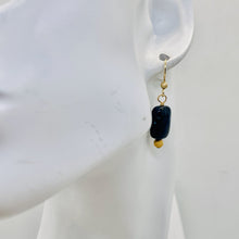 Load image into Gallery viewer, Pietersite Rectangle Bead 14K Gold Filled Earrings | 1 3/4&quot; | Black Blue |
