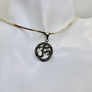 Om Symbol Sterling Silver Charm | 1 1/8" Long | Silver | 1 Pendant |