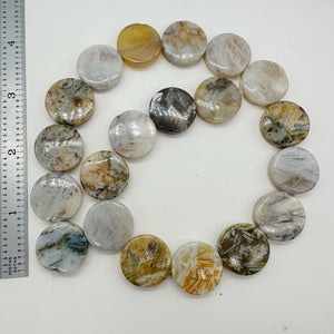 3 Beads of Window Pane Agate 20mm Coin 9200