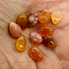 Load image into Gallery viewer, Botswana Agate Briolette Beads 10 Orange Pink Gemstone 12mm Jewelry Making
