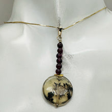 Load image into Gallery viewer, Gemmy Peruvian Opal w/Garnet 14K Gold Filled Pendant | Clear, Red |1 1/4&quot; Long |
