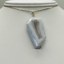 Load image into Gallery viewer, Chalcedony Druzy Designer Cut Sterling Silver Pendant | 2&quot; Long | Blue |
