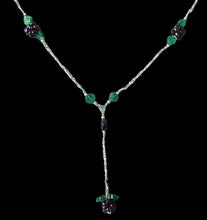 Load image into Gallery viewer, Garnet Berry &amp; Carved Aventurine Leaf Lariat 200011
