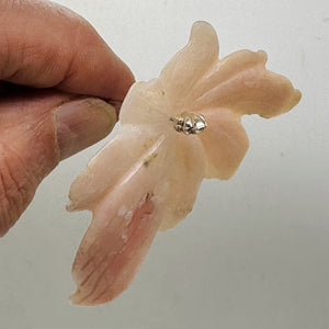 Peruvian Opal 32ct Carved Flower Pendant Bead | 35x60x3mm | Pink | 1 Bead |