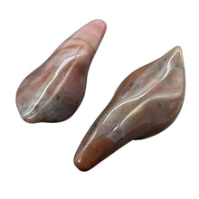 Load image into Gallery viewer, Fancy Jasper Lily Carved Flower Beads | 35x16x12mm | Pink, Burgundy | 2 Beads |
