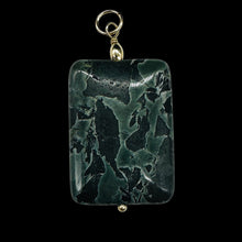 Load image into Gallery viewer, Tsunami Stone 14K Gold Filled Rectangle Pendant | 35x25x7.5mm | Green White | 1
