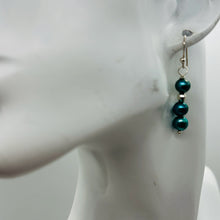 Load image into Gallery viewer, Green Freshwater Pearl Sterling Silver Disco Drop/Dangle Earrings| 1 1/2 " Drop|
