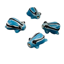 Load image into Gallery viewer, Frog Lampwork Glass Jumping Frog Beads | 17x12x9mm | Clear Blue | 4 Beads |
