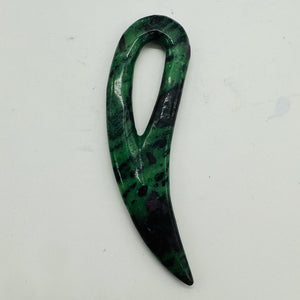 Ruby Zoisite Comma Bead | 94x28x6mm | Green Red | 1 Pendant Bead |