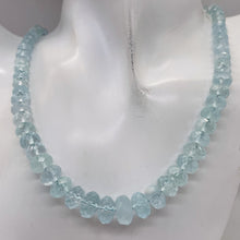 Load image into Gallery viewer, Aquamarine Gem Graduated Faceted Rondelle Bead Strand| 12x7 - 6x4mm| Blue|79 Bds
