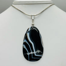 Load image into Gallery viewer, Stunning Black and White Sardonyx Sterling Silver Pendant | 3 1/4&quot; Long |
