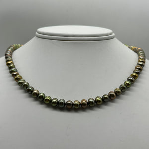 Fresh Water Pearls 16" Strand Round Pearls | 7mm | Golden Green | 1 Strand |