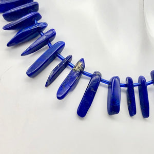 Stunning! Natural Lapis Lazuli Pendant 57 Bead Strand | 15x3x5mm to 28x4x5mm |