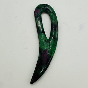 Ruby Zoisite Comma Bead | 94x28x6mm | Green Red | 1 Pendant Bead |