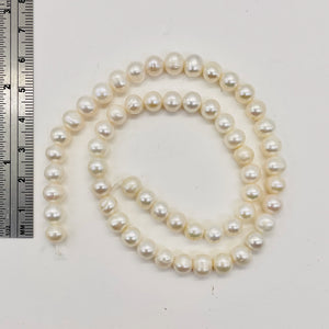 Round Fresh Water Wedding Pearls 16" Strand | 7mm | Glowing White | 56 Pearls |