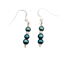 Load image into Gallery viewer, Shining Teal Fresh Water Pearl Sterling Silver Earrings | 1 1/2&quot; long |
