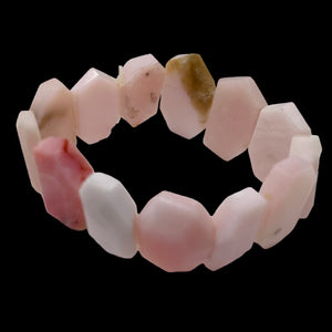 Pink Peruvian Opal Non Stretch 6" Bracelet | 190cts | 25x16x6 - 24x14x4mm |