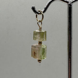 Natural Watermelon Tourmaline 14K Gold Filled Pendant | Green, Clear, Pale Pink|