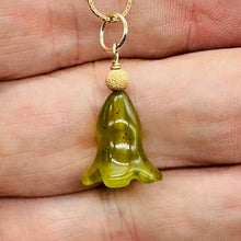 Load image into Gallery viewer, Jade Lily Flower 14K Yellow Gold Filled Pendant | Green | 1&quot; Long |
