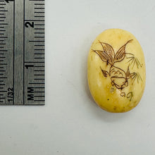 Load image into Gallery viewer, Flower Scrimshaw Oval Pendant Bead | 19x14x7mm | Red, Tan | 1 Bead |
