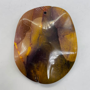 Australian Mookaite Oval Pendant Bead | 50x40x6mm | Orange Tan | 1 Bead |