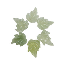 Load image into Gallery viewer, New Jade Carved Serpentine Leaf Bead Set | 28x23x4 to 23x24x4mm | 6 Beads |
