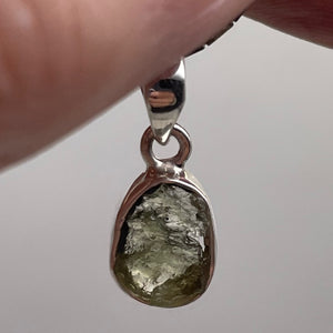 Moldavite 8.6ct Sterling Silver Oval Pendant | 7/8" Long | Green | 1 Pendant |