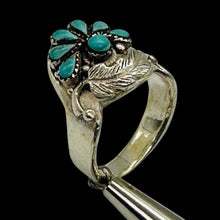 Load image into Gallery viewer, Turquoise Native Design Sterling Silver Ring | Size 7 | Blue, Silver | 1 Ring |
