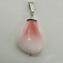 Load image into Gallery viewer, Conch Shell Pear Shaped Sterling Silver Pendant | 2" Long | Pink White |
