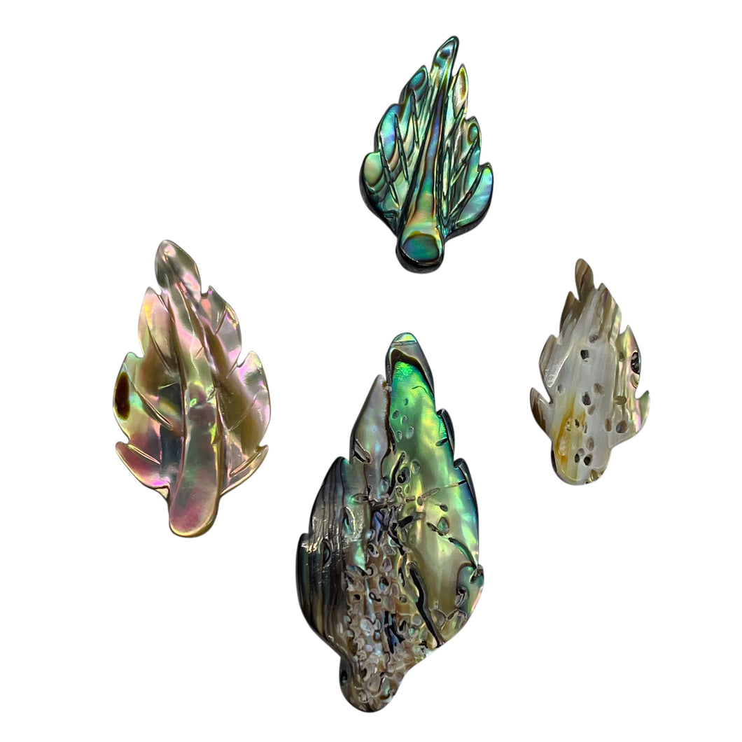 Abalone Leaf Pendant Beads | 21x10x2.5 - 32x20x2.5mm | Purple Blue |  Bead(s)