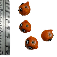 Load image into Gallery viewer, Kitty Cat Ceramic Round Beads | 15mm | Orange | 4 Beads |
