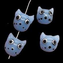 Load image into Gallery viewer, Kitty Cat Ceramic Round Beads | 15mm | Lavender Blue | 4 Beads |
