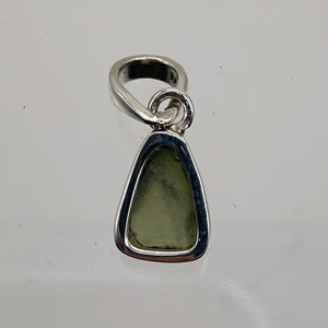 Moldavite 8.31ct Sterling Silver Triangle Pendant | 3/4" Long |Green| 1 Pendant|