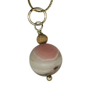Pink Peruvian Opal Matte Finish Drop Bead Pendant | Pink | 1" Long |