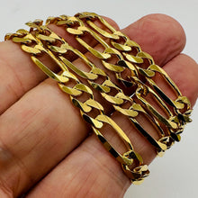 Load image into Gallery viewer, Italian 18K Gold Vermeil Figaro Chain Necklace 7mm 24" Sterling Silver 36g
