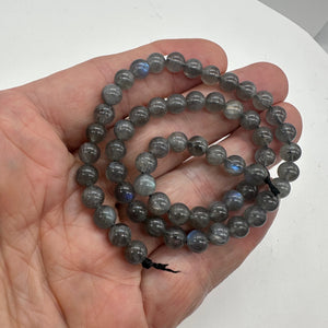 Labradorite AAA Round Bead Strand | 6mm | Gray, Red, Blue Flash | 59/60 Beads |