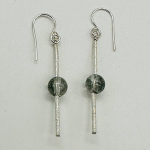 Sparkling Actinolite Quartz Sterling Silver Earrings | 2" long | 1 Pair |