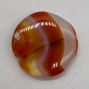 Red/Orange Sardonyx Agate Coin Pendant Bead 5677