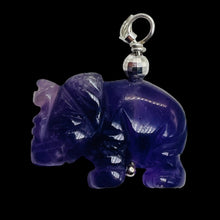 Load image into Gallery viewer, Amethyst Carved Elephant Sterling Silver Pendant |20x16x9mm (Elephant)|
