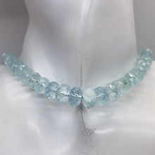 Load image into Gallery viewer, Aquamarine Gem Graduated Faceted Rondelle Bead Strand| 12x7 - 6x4mm| Blue|79 Bds
