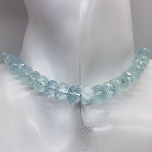 Aquamarine Gem Graduated Faceted Rondelle Bead Strand| 12x7 - 6x4mm| Blue|79 Bds