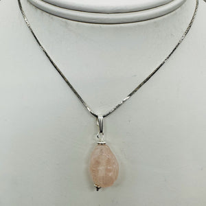Buddha Hand Carved Rose Quartz Sterling Silver Pendant | 1 1/4" Long |