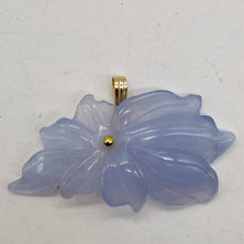 Load image into Gallery viewer, Hand Carved Natural Blue Chalcedony Flower and 14Kgf Pendant | 1&quot; Long |
