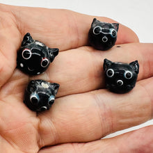 Load image into Gallery viewer, Kitty Cat Ceramic Round Beads | 15mm | Black | 4 Beads |

