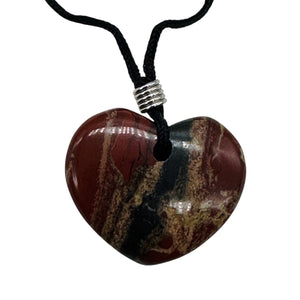 Brecciated Jasper Heart Pendant Necklace | 1" Long | Red, Pink | 1 Pendant |