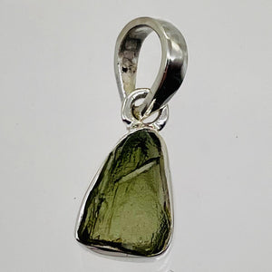 Moldavite 8.31ct Sterling Silver Triangle Pendant | 3/4" Long |Green| 1 Pendant|